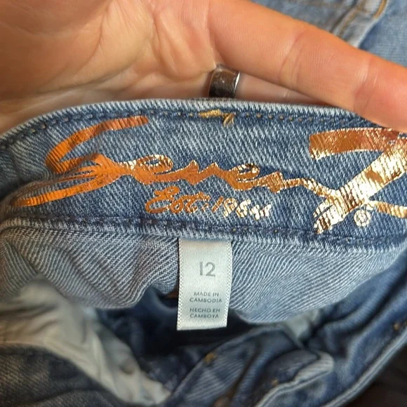 Seven7 Felicity High Rise Slim Flare Jeans Distressed Light Wash - Picture 3 of 7